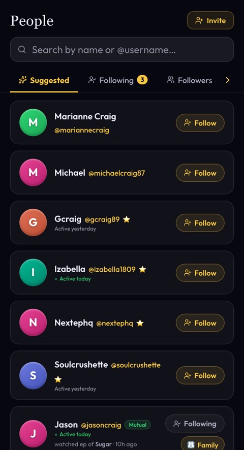 NextEp People — follow friends, see who's ahead, and private Circles
